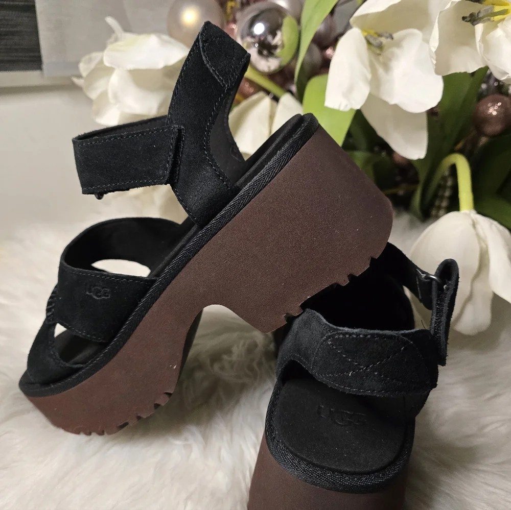 Ugg Heights Ankle Strap black Women's Shoes New